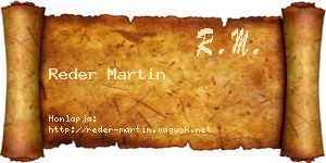 Reder Martin névjegykártya